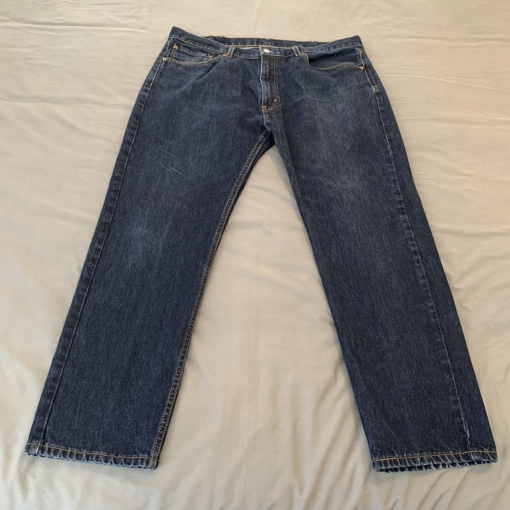 Levis‎ 505 Jeans Mens 40x30 Blue Dark Wash Regular Straight Leg Denim Pants